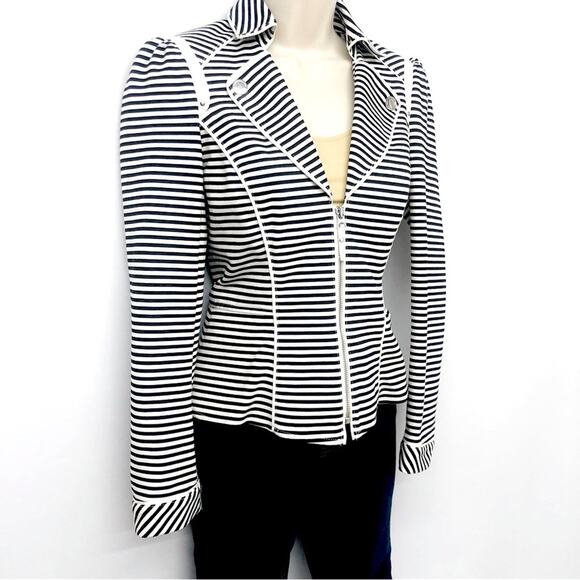 White House Black Market Jackets & Blazers - White House Black Market Stripe Moto Jacket